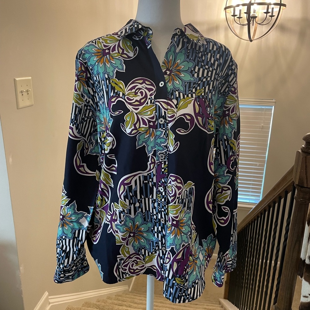 Chico's Multicolor Floral Button Down Shirt